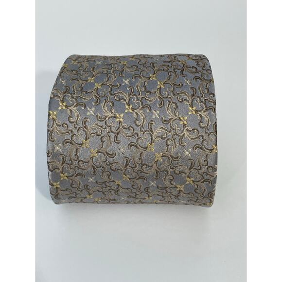 Lagatani Bendiction Silk Necktie Long Silver Gold Embossed Bridgerton Regency - Picture 2 of 6